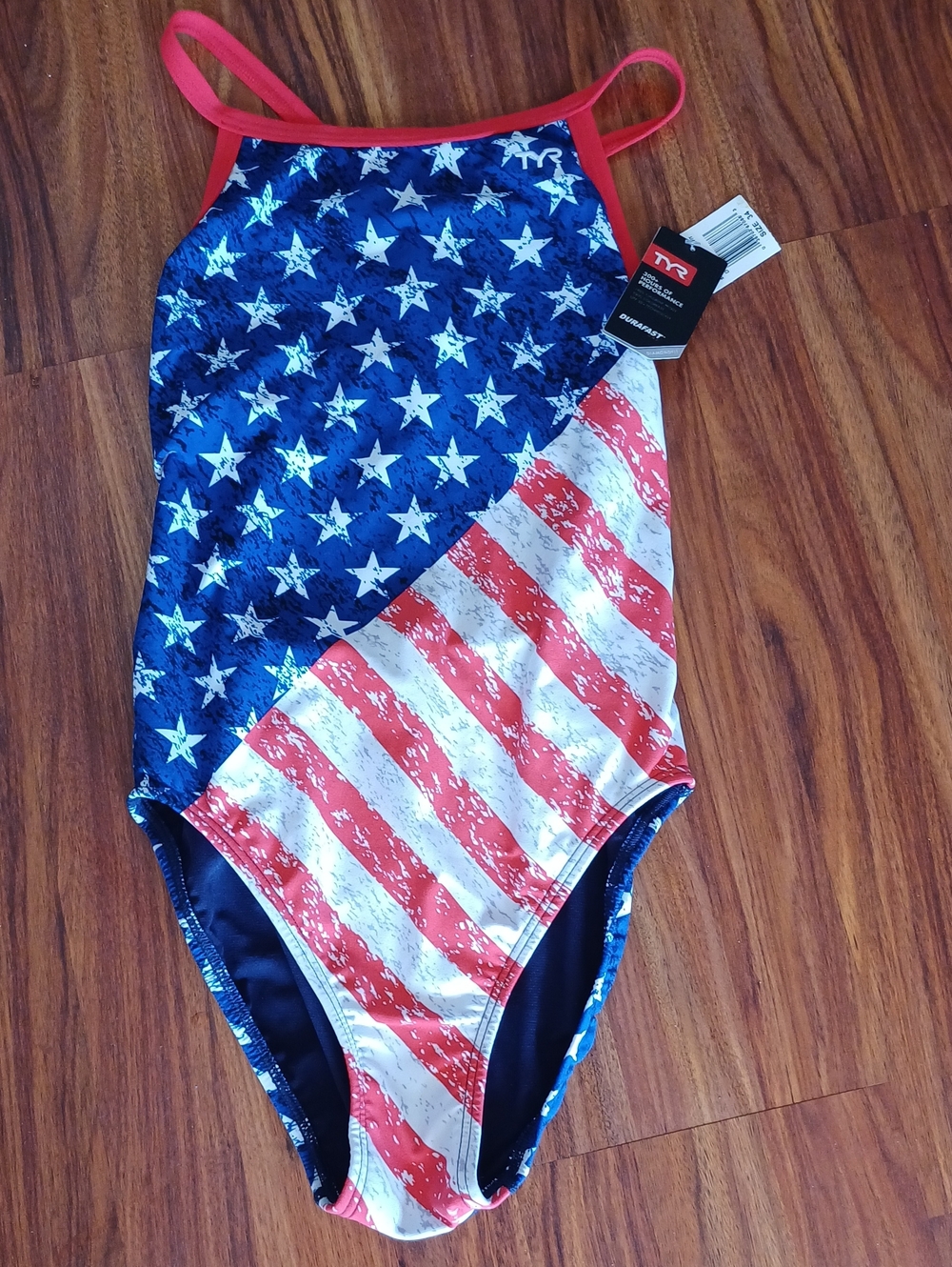 TYR Kids American Flag One-Piece Swimsuit - Blue, Red, White